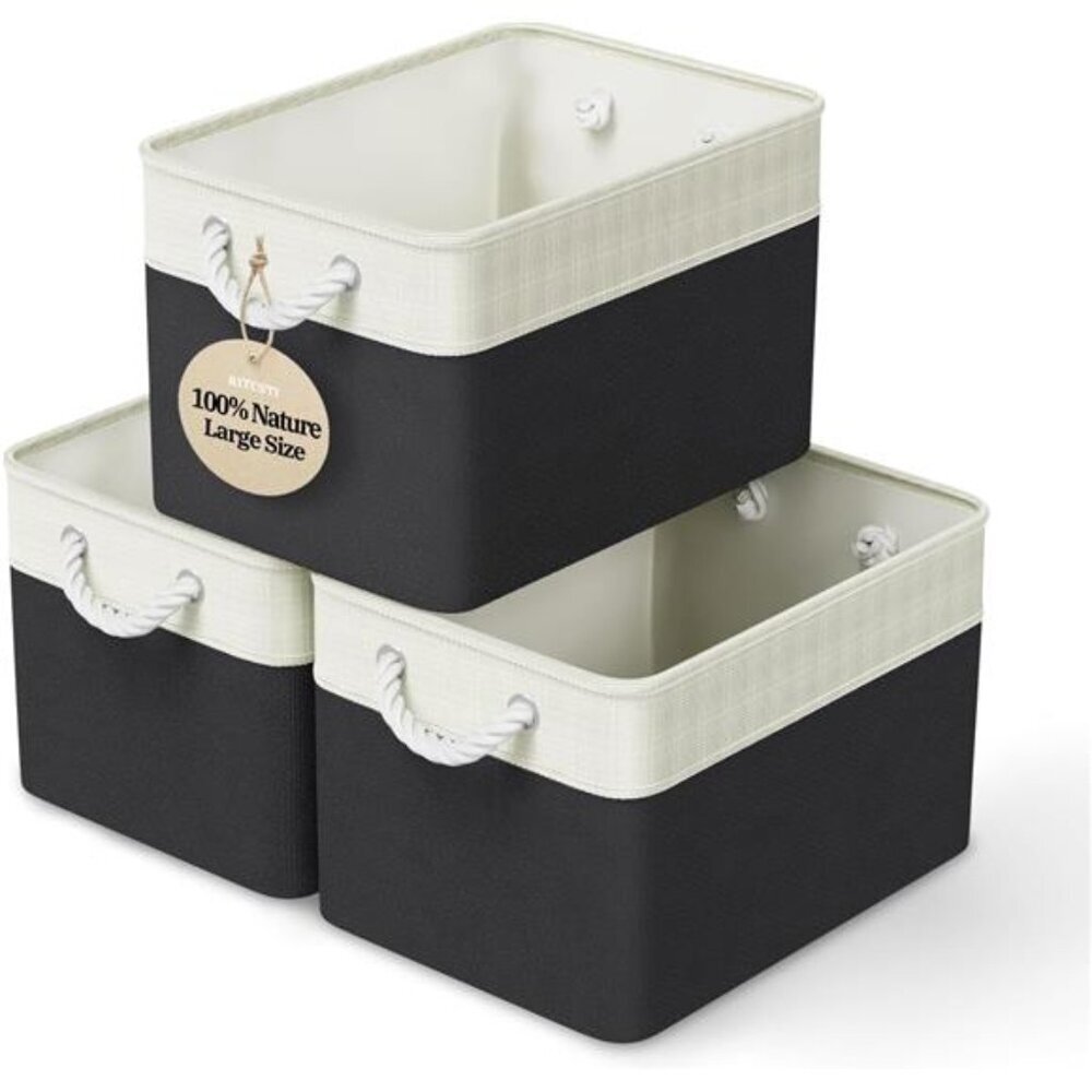 Fabric Storage Baskets for Shelves | Closet Storage Bins | Linen Cloth Baskets